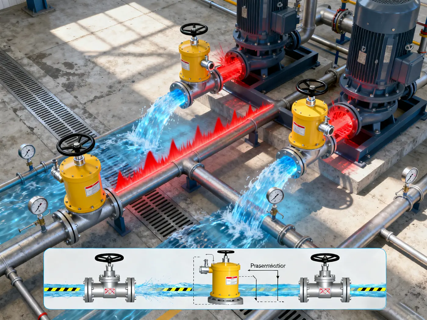 缓闭式止回阀三级水力缓冲系统剖面图