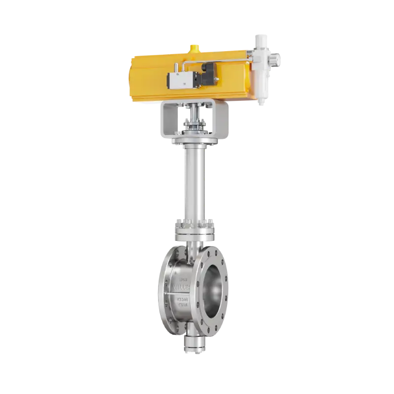 米勒进口气动低温蝶阀专为LNG、液氮、液氧等深冷介质设计，结构紧凑、密封可靠，支持快速切断与精确调节，提升储运系统与空分装置安全性。