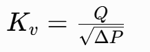 Q：m³/h，ΔP：bar